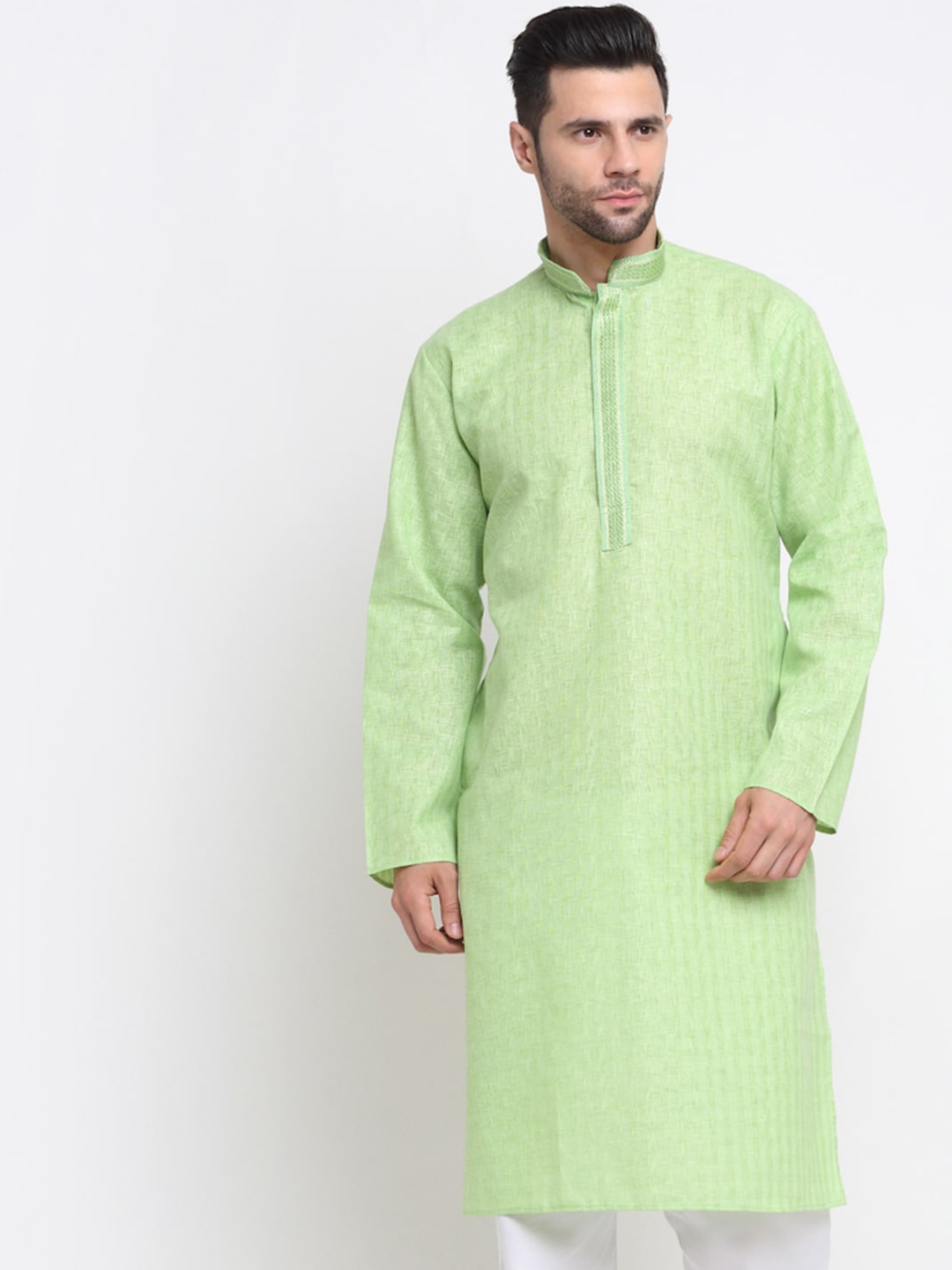 

KRAFT INDIA Men Green Pure Cotton Kurta