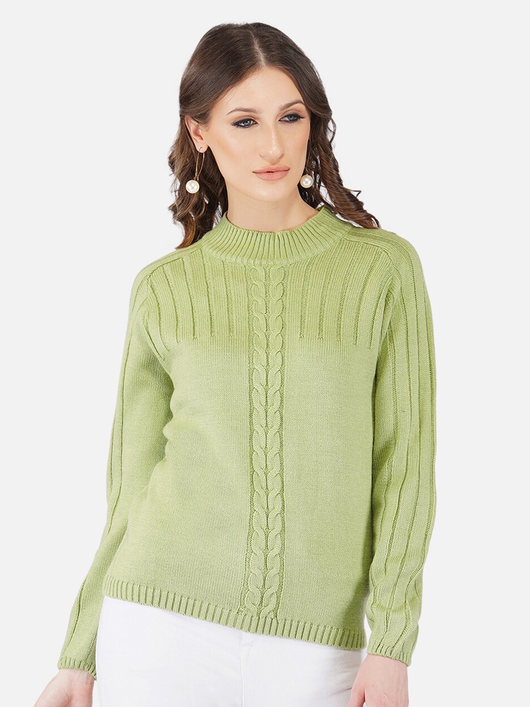 

JoE Hazel Women Sea Green Cable Knit Pullover