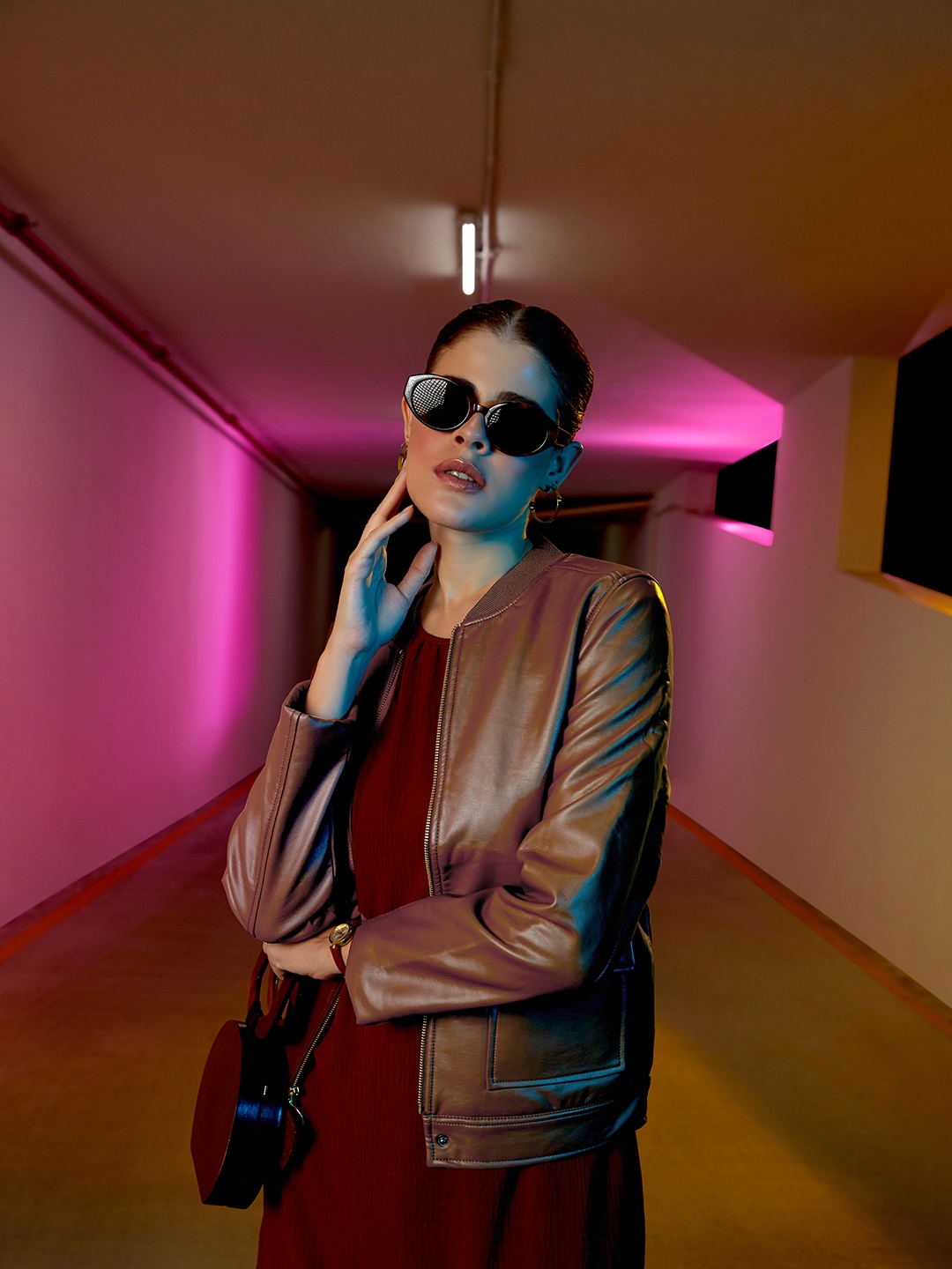 

Chemistry Women Brown Solid Bomber Jacket