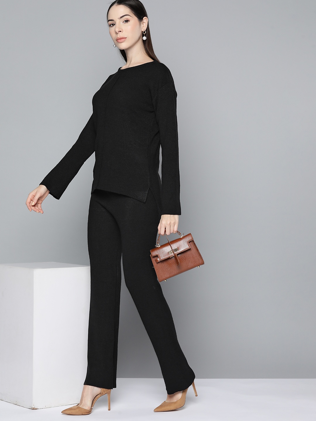

Chemistry Women Black Solid Co-Ords Set