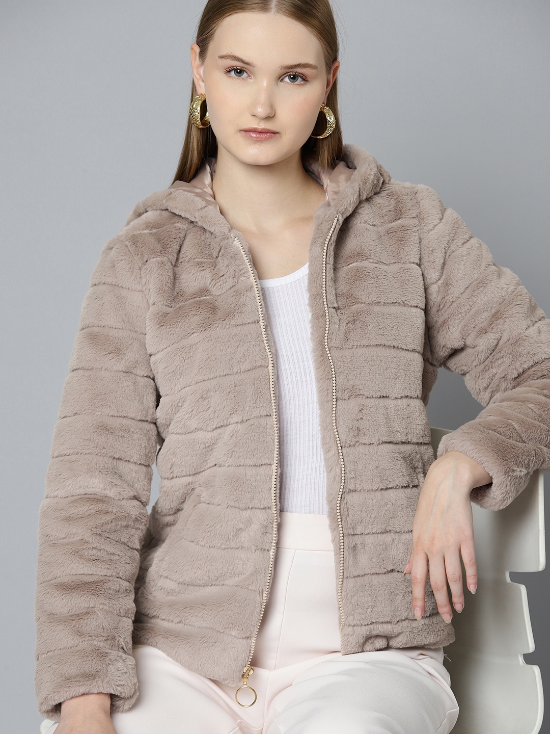 

Chemistry Women Hooded Tailored Jacket, Beige