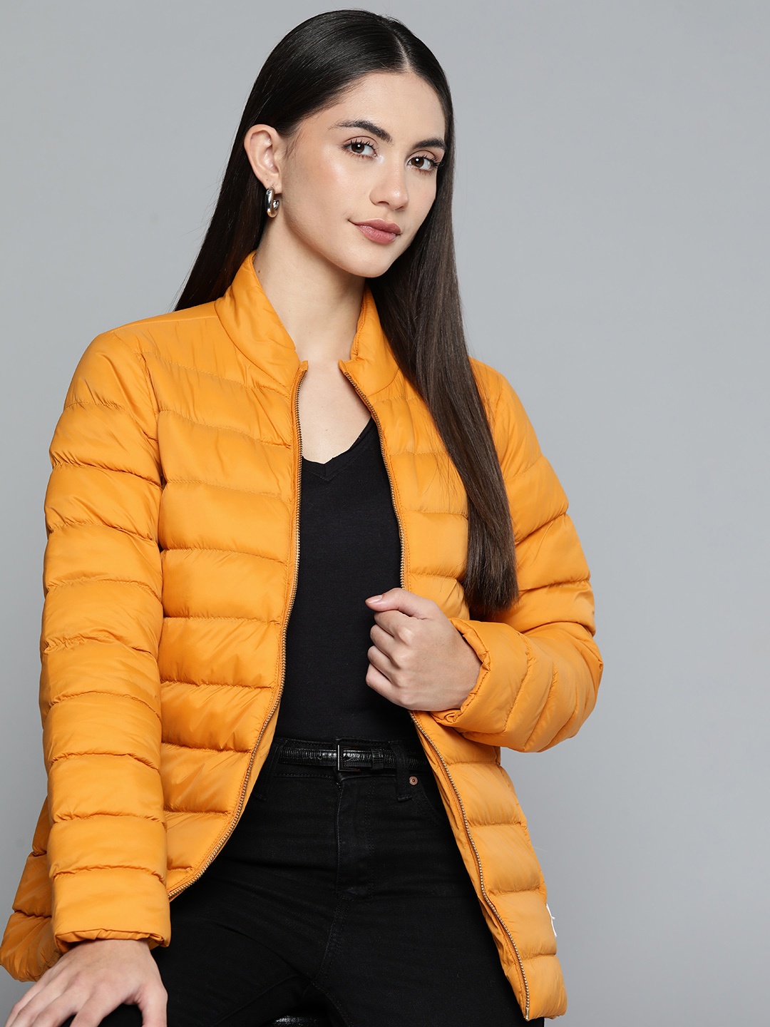 

Chemistry Women Mustard Yellow Puffer Jacket