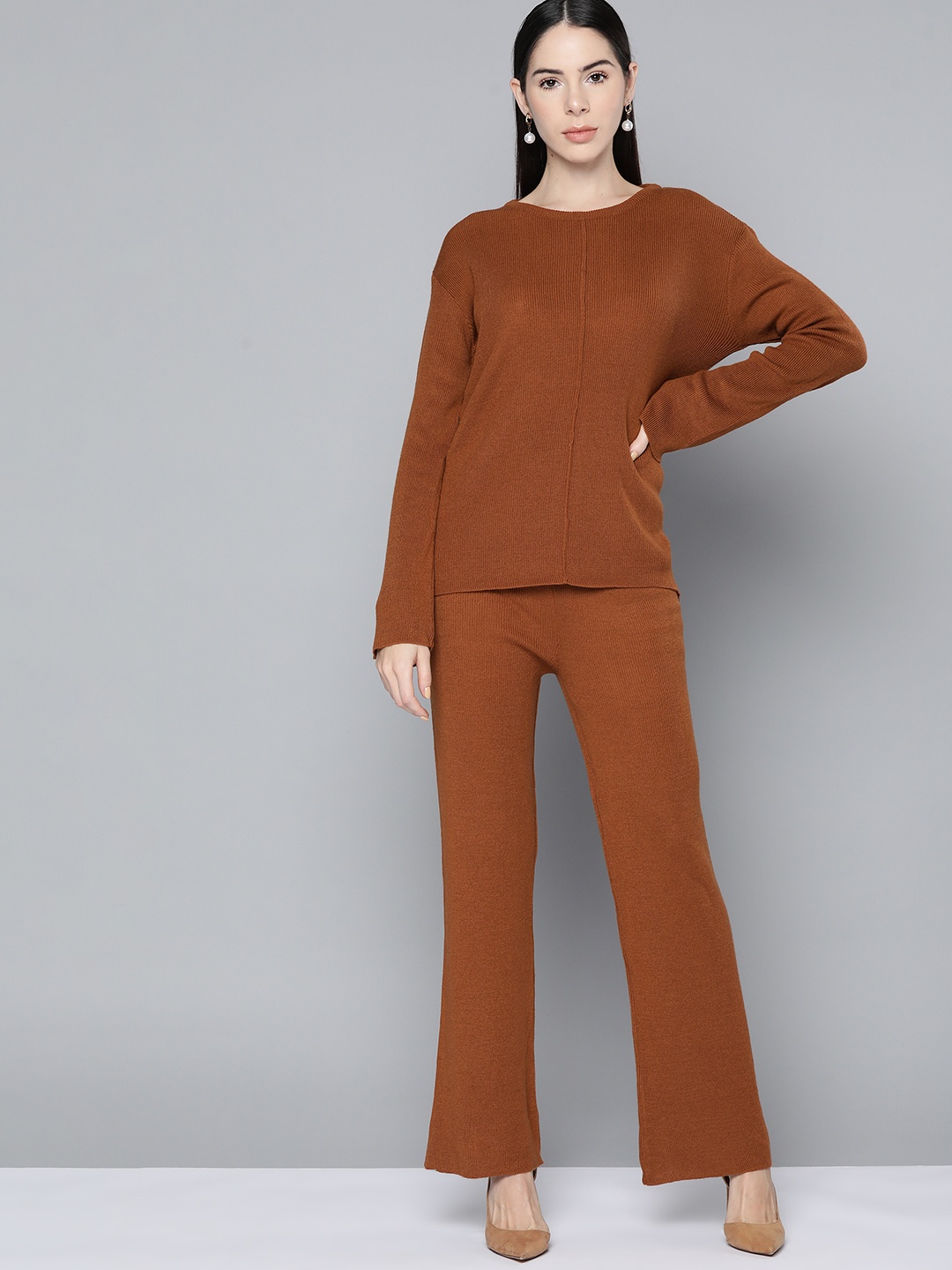 

Chemistry Women Brown Solid Co-Ords Set