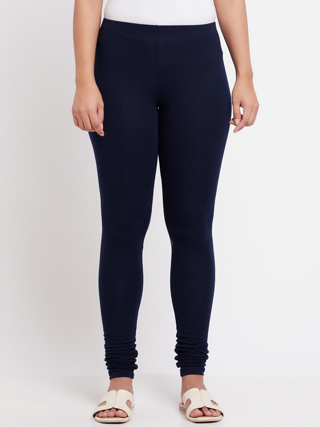 

Elleven Women Solid Cotton Churidar Leggings, Blue