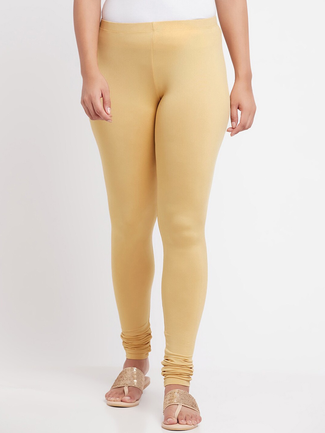 

elleven Women Beige Solid Ankle Length Churidar