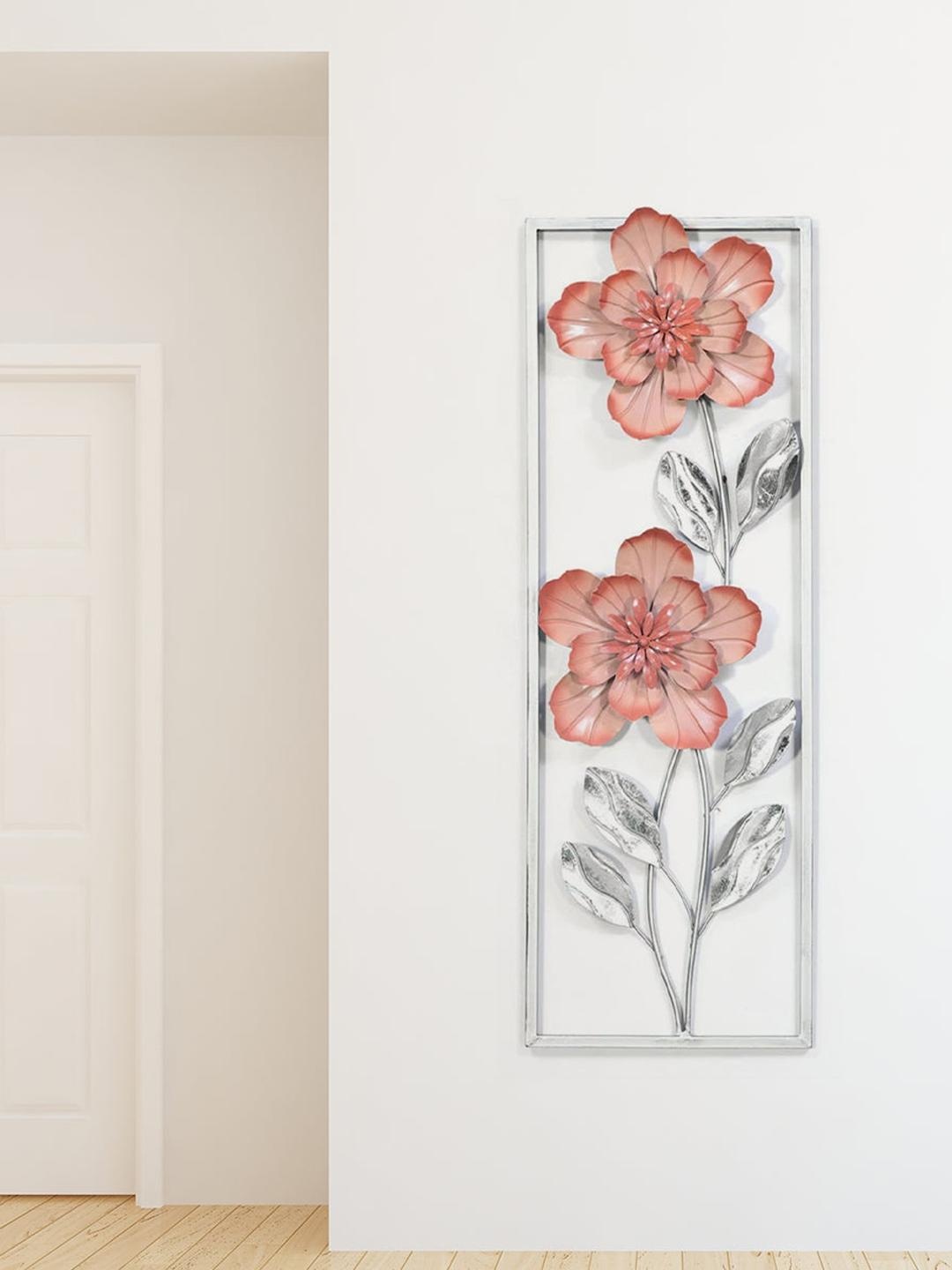 

Athome by Nilkamal Onion-Pink & Silver-Toned Floral Panel Wall Decor