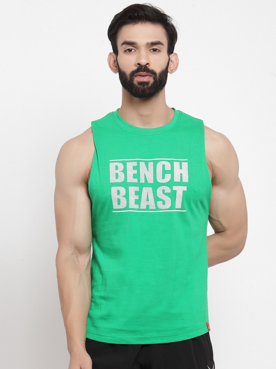 

Invincible Men Green Typography Printed Slim Fit T-shirt