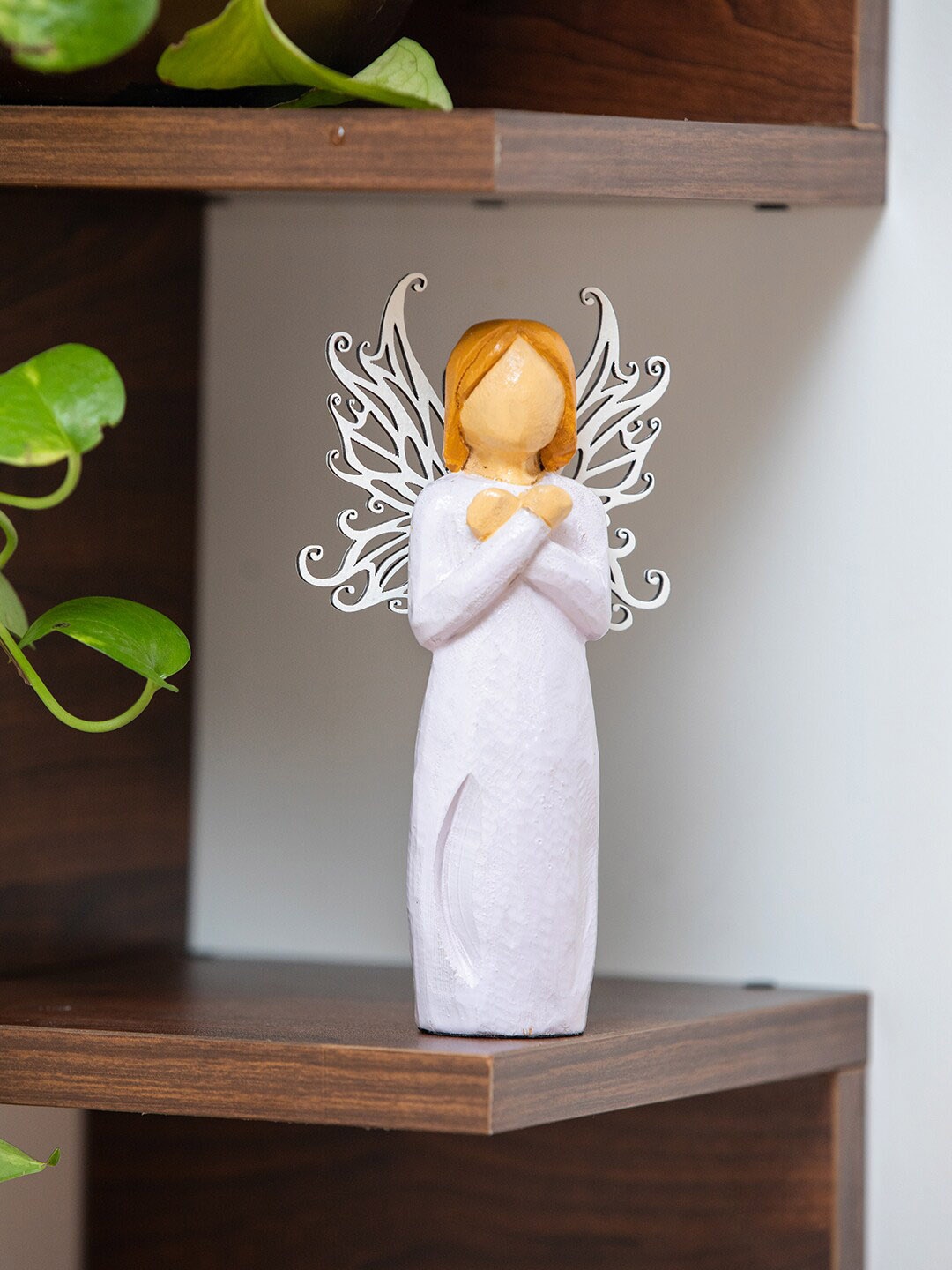 

ExclusiveLane White Fairy Dust Wooden Figurine Showpiece