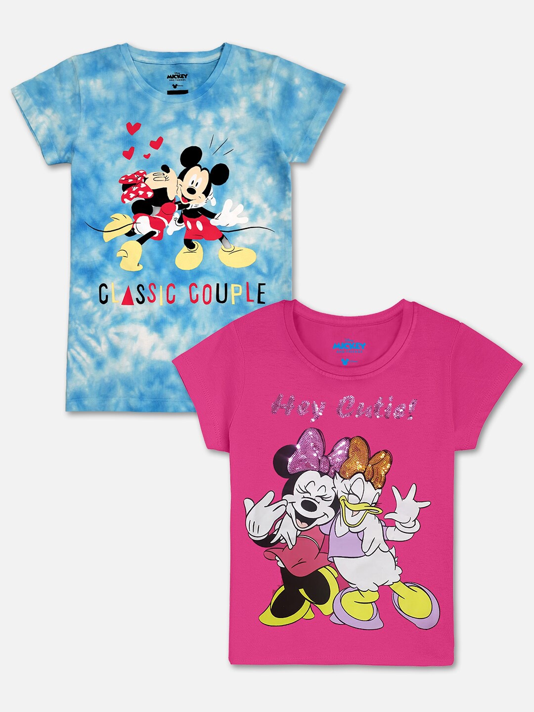 

Kids Ville Set Of 2 Mickey & Friends Printed Tshirt For Kids Girls, Multi