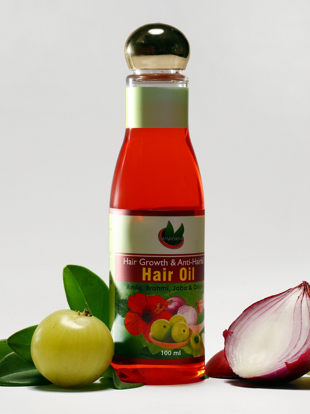 

NatureNova Herbals Hair Growth & Anti-Hairfall Hair Oil with Amla & Onion - 100ml, Red