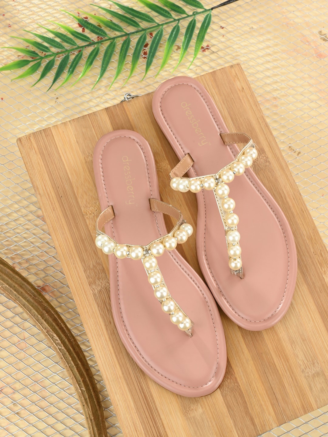 

DressBerry Women Pink T-Strap Flats