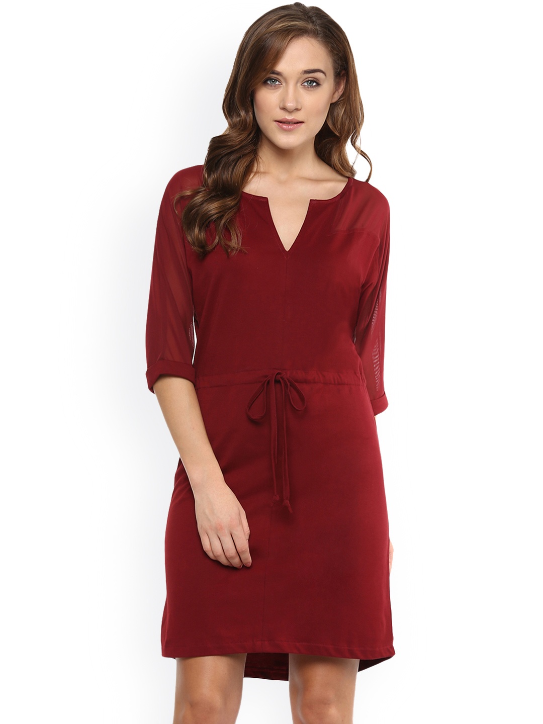 

Miss Chase Women Maroon Solid A-Line Dress