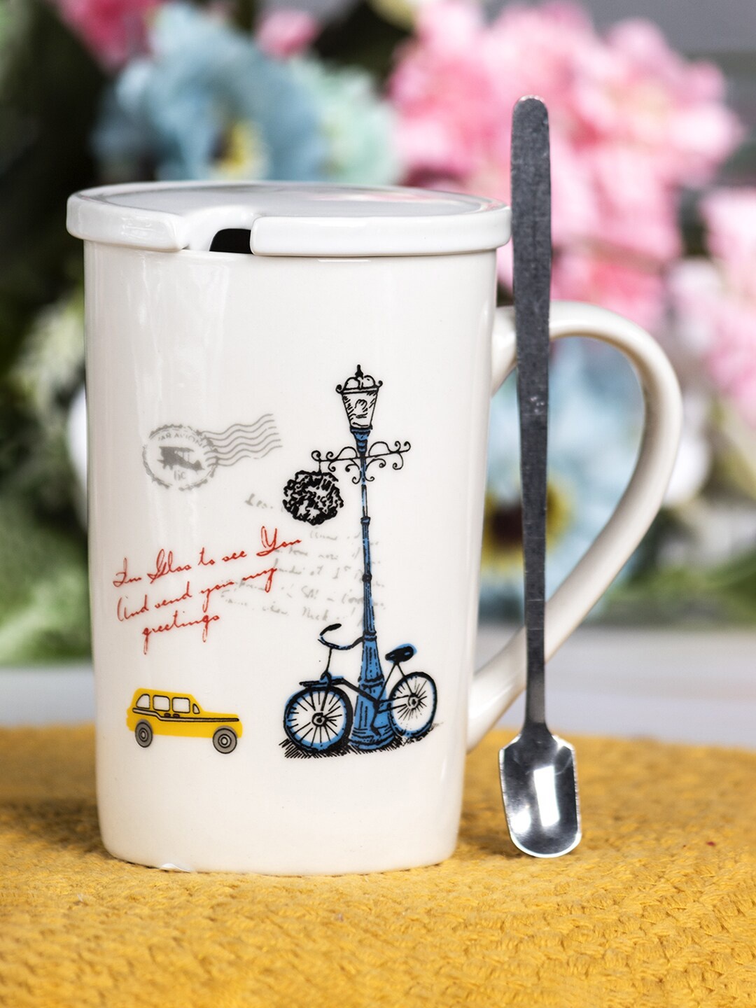

MARKET99 White & Blue Text or Slogans Printed Ceramic Glossy Mugs Set of Cups and Mugs