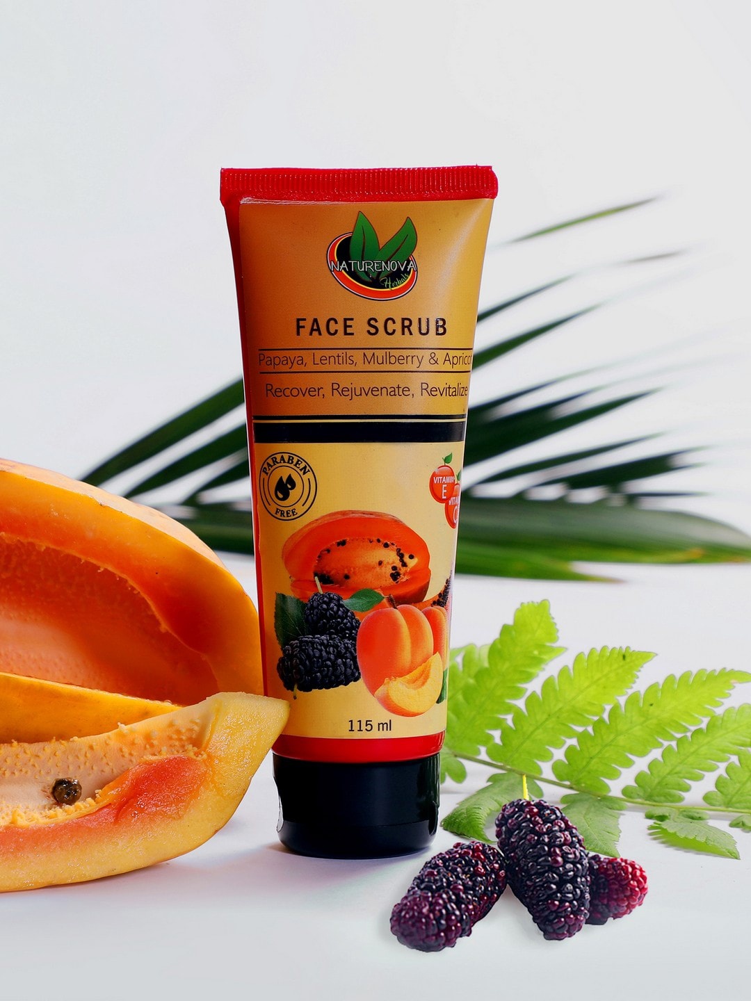 

NatureNova Herbals Unisex Face Scrub Recover Rejuvenate Revitalize - 115 ml, Orange