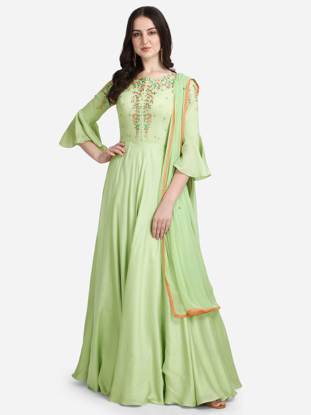 

NAKKASHI Green Satin Maxi Dress