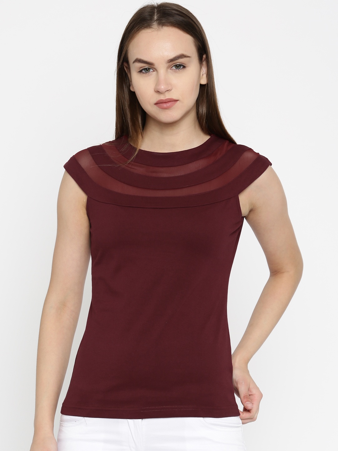 

Miss Chase Women Maroon Solid Top