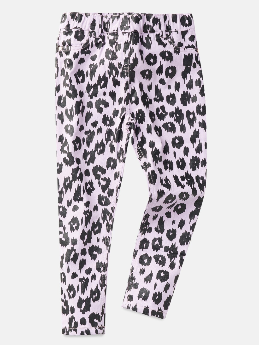 

Angel & Rocket Girls Black & Grey Animal Printed Slim-Fit Jeggings