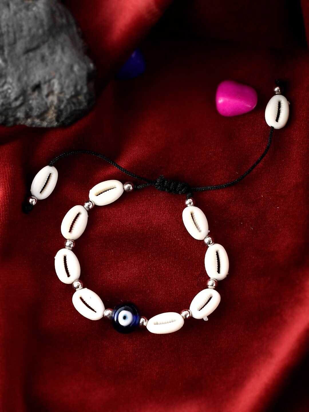

Silvermerc Designs Women White & Blue Brass Antique Wraparound Bracelet