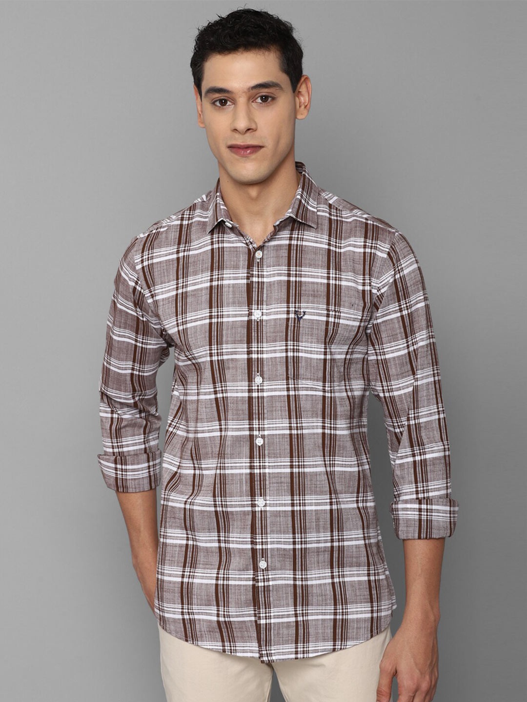 

Allen Solly Men Brown Slim Fit Tartan Checks Casual Shirt