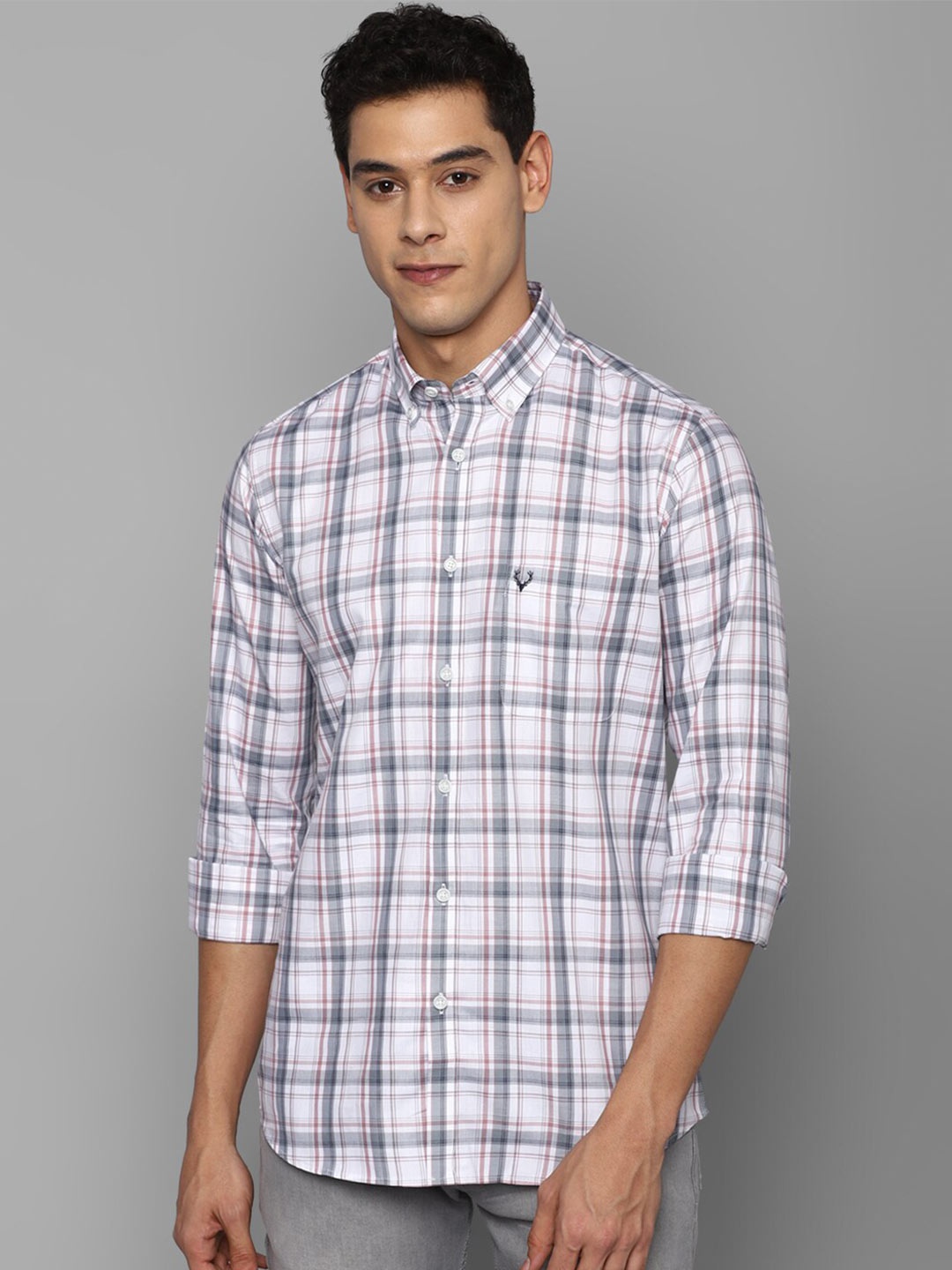 

Allen Solly Men White Slim Fit Checked Casual Shirt 100% Cotton