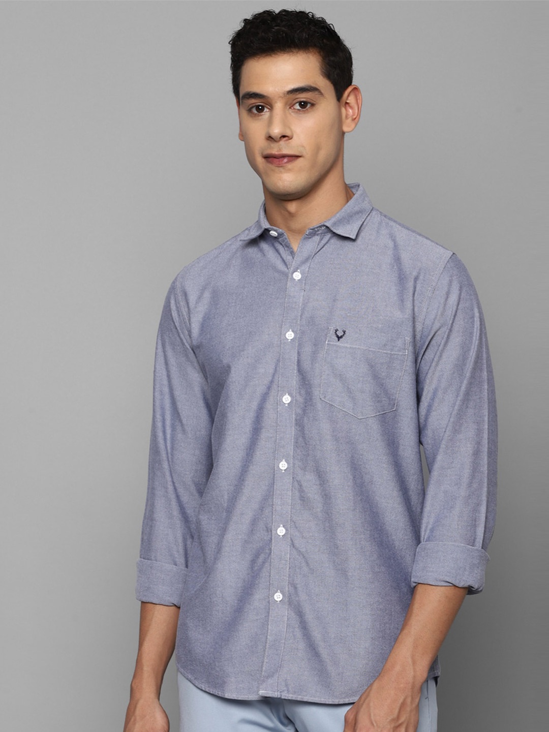 

Allen Solly Men Grey Slim Fit Pure Cotton Casual Shirt