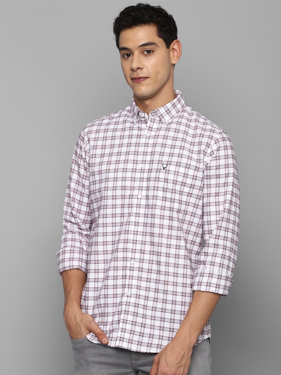

Allen Solly Men White Slim Fit Checked Casual Shirt