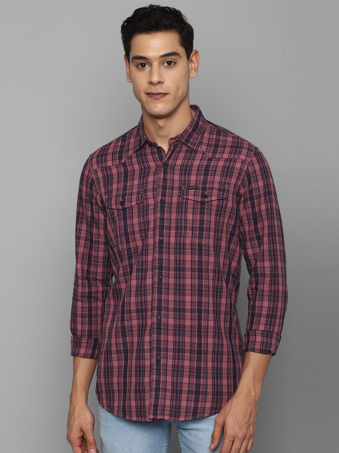 

Allen Solly Sport Men Pink Tartan Checked Pure Cotton Casual Shirt