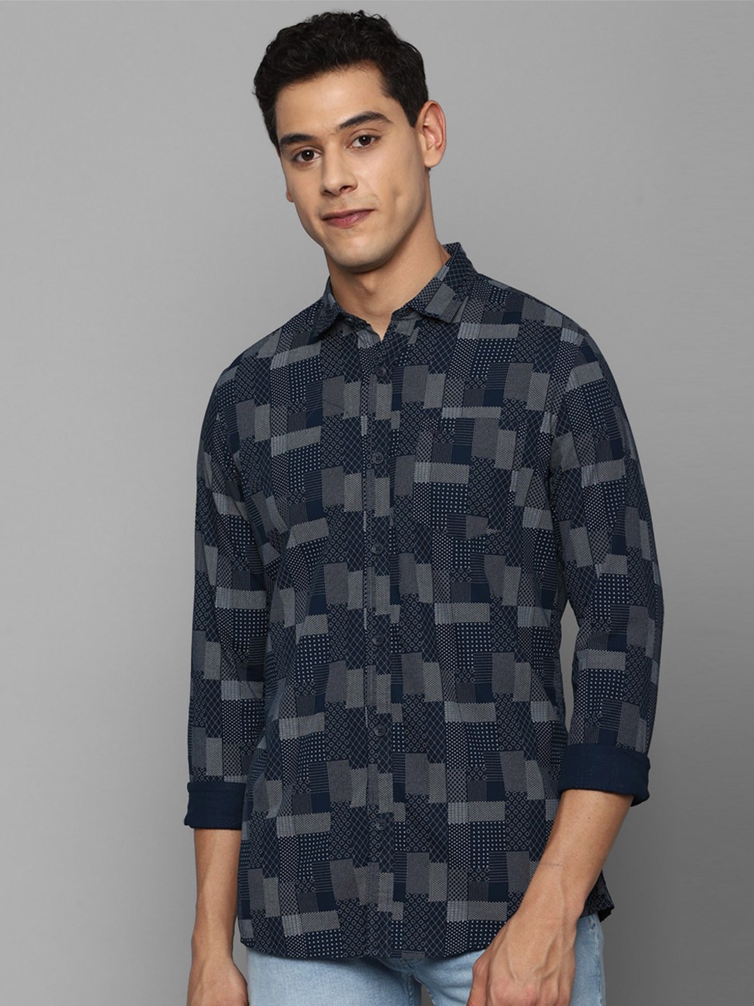 

Allen Solly Sport Men Navy Blue Printed Casual Shirt