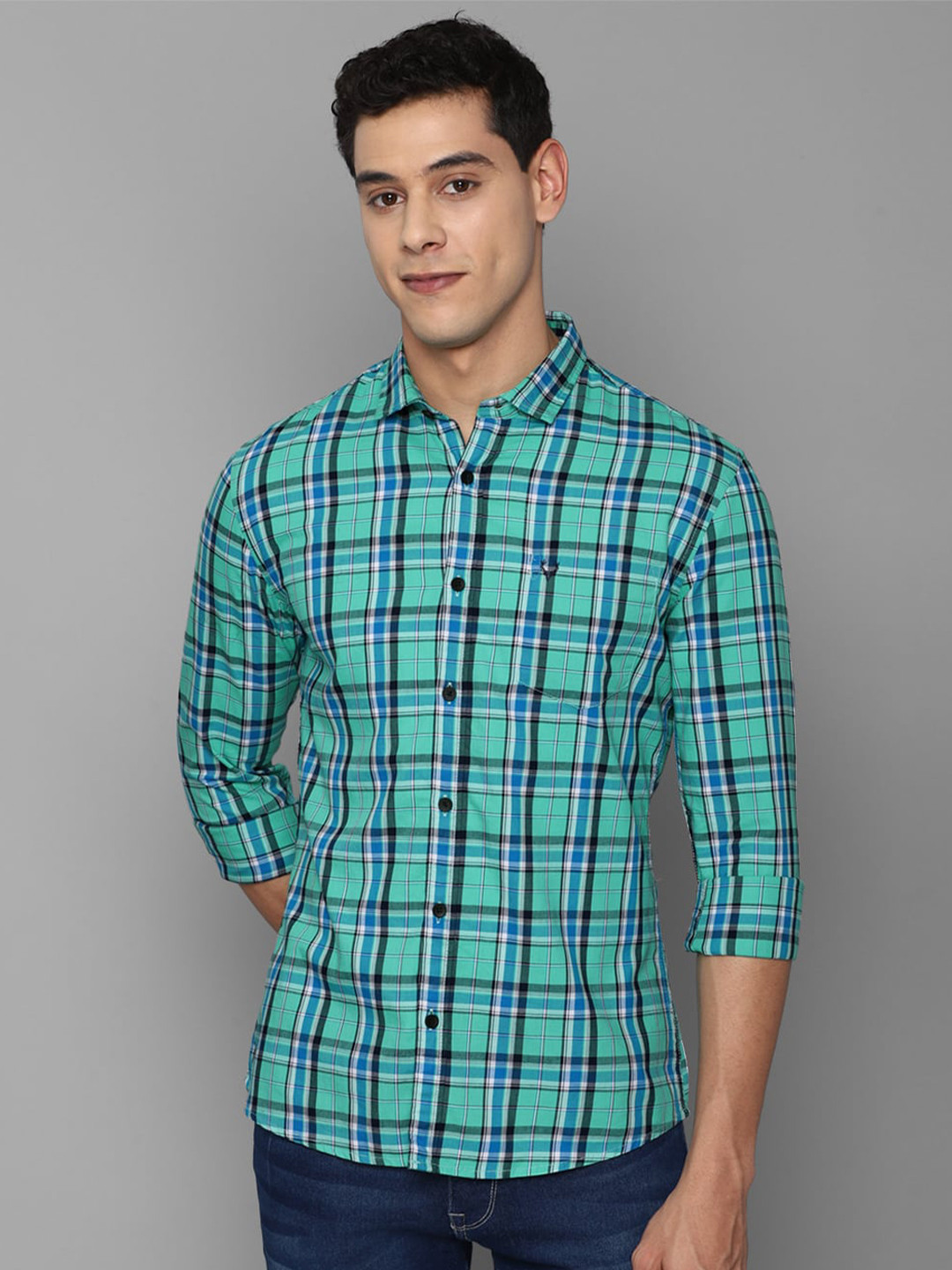

Allen Solly Sport Men Green Slim Fit Tartan Checks Checked Casual Shirt