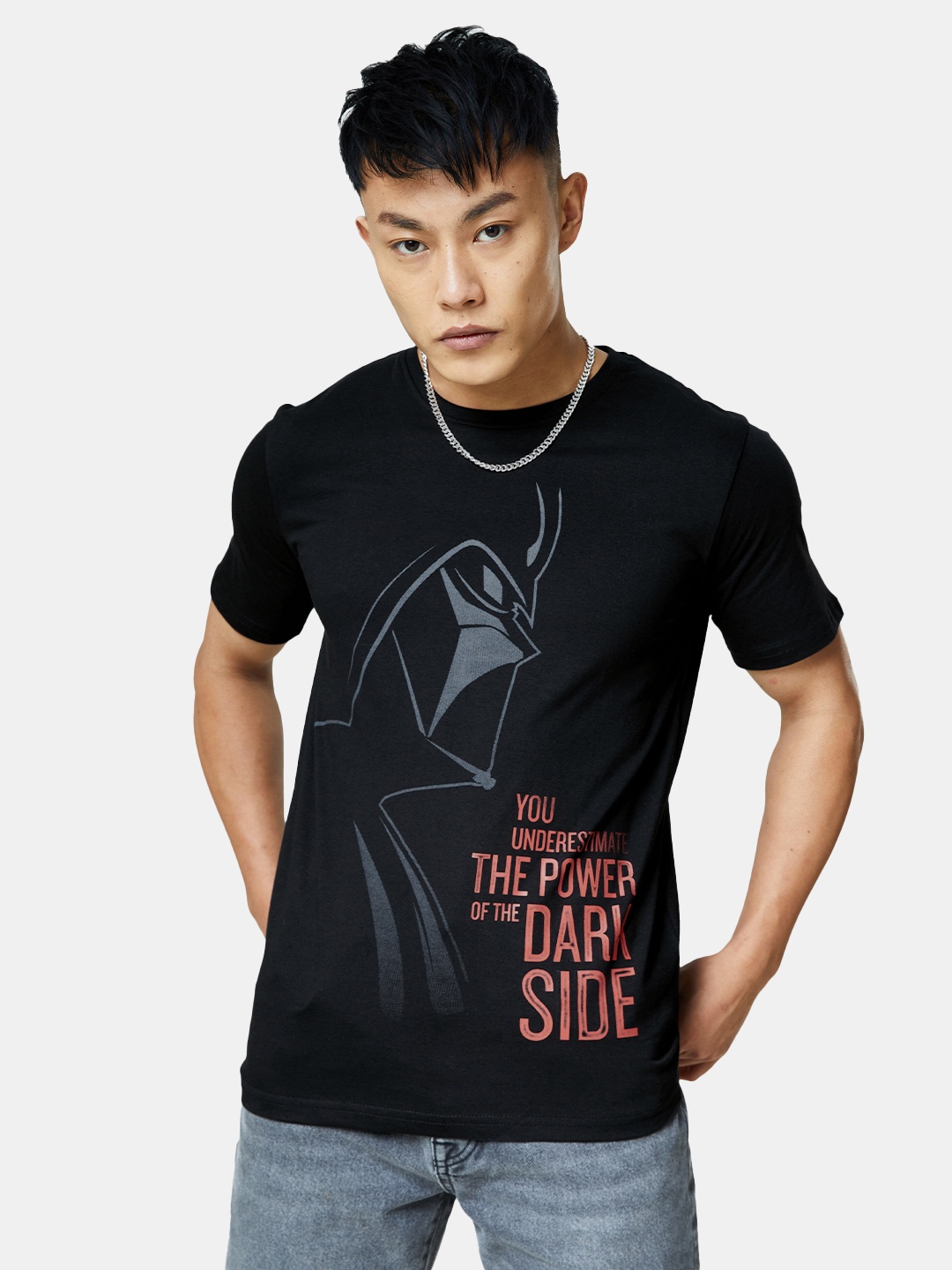 The Souled Store Men Black Typography Star Wars Printed T-shirt