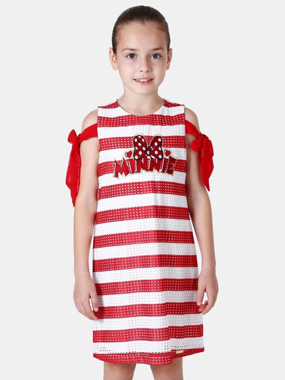 

One Friday Red Striped A-Line Dress