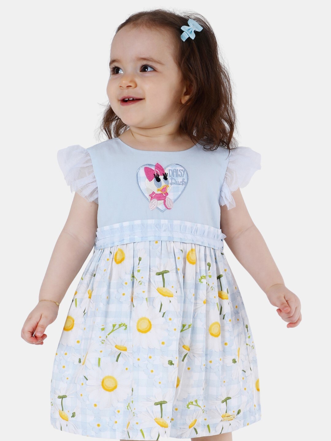 

One Friday Kids-Girls Blue Floral Printed Dress