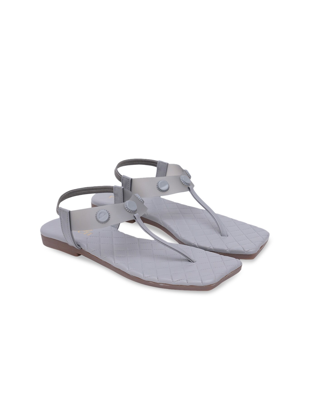 

SHUZ TOUCH Women Grey T-Strap Flats