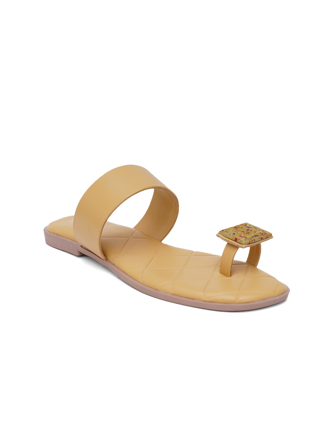 

SHUZ TOUCH Women Yellow Embellished One Toe Flats