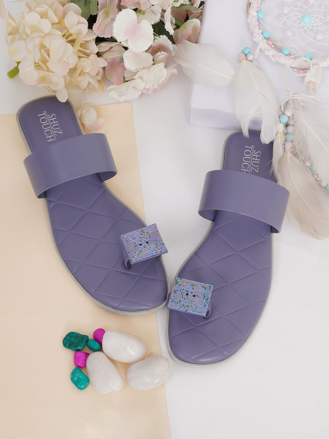 

SHUZ TOUCH Women Purple One Toe Flats
