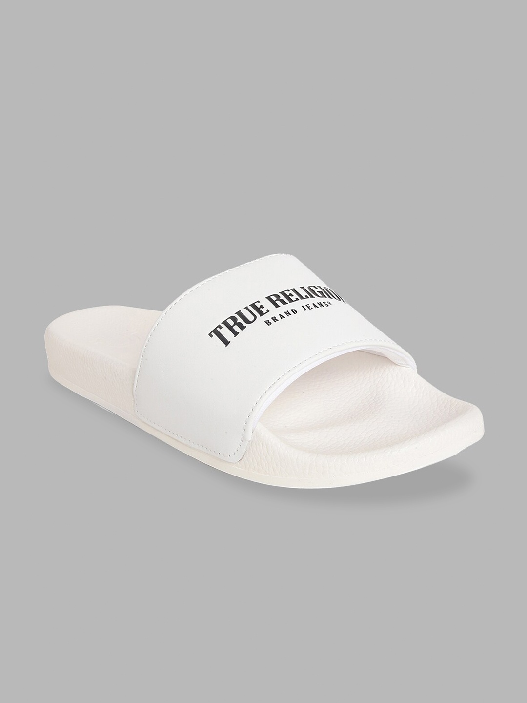 

True Religion Men White Printed Sliders
