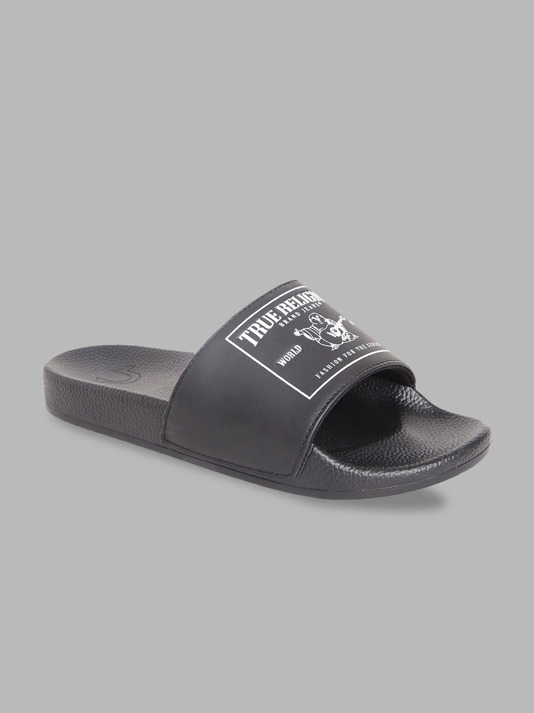 

True Religion Men Black & White Printed Sliders