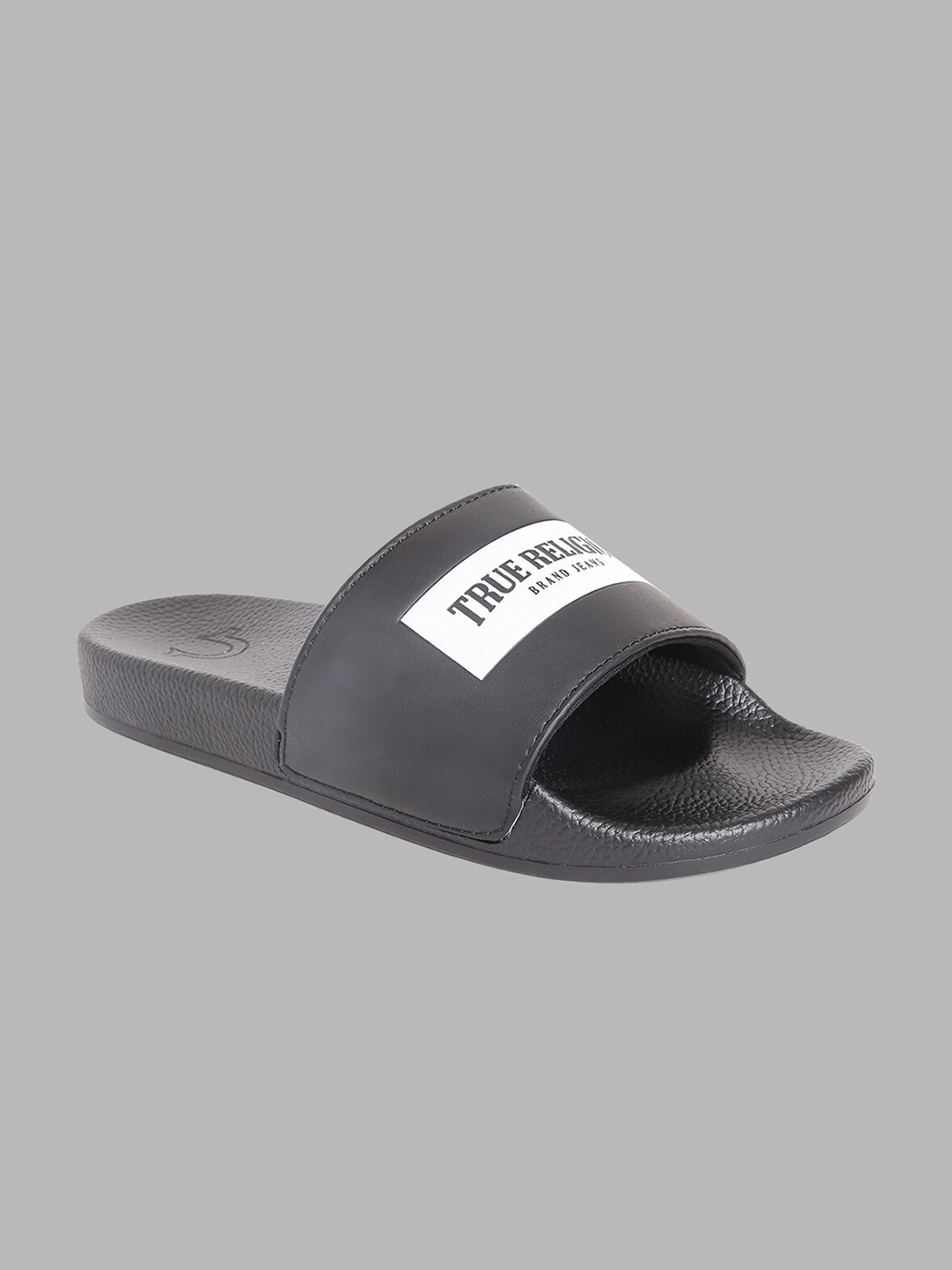 

True Religion Men Black & White Printed Sliders