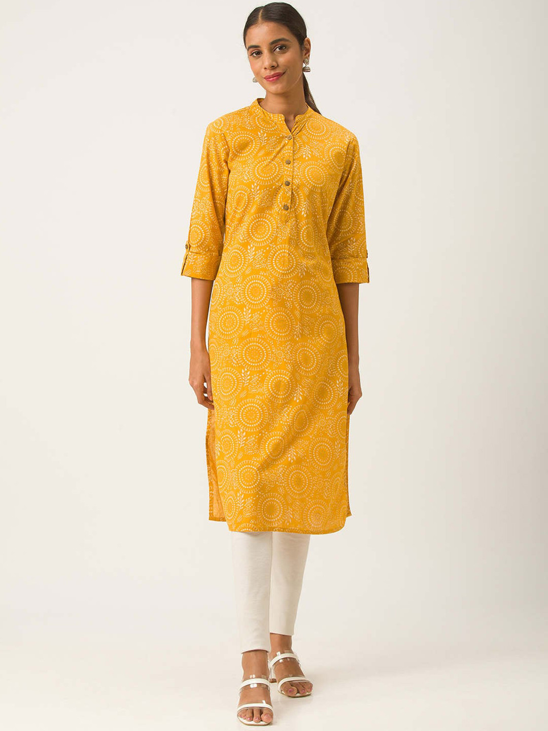 

ZOLA Women Mustard Yellow Embroidered Kurta