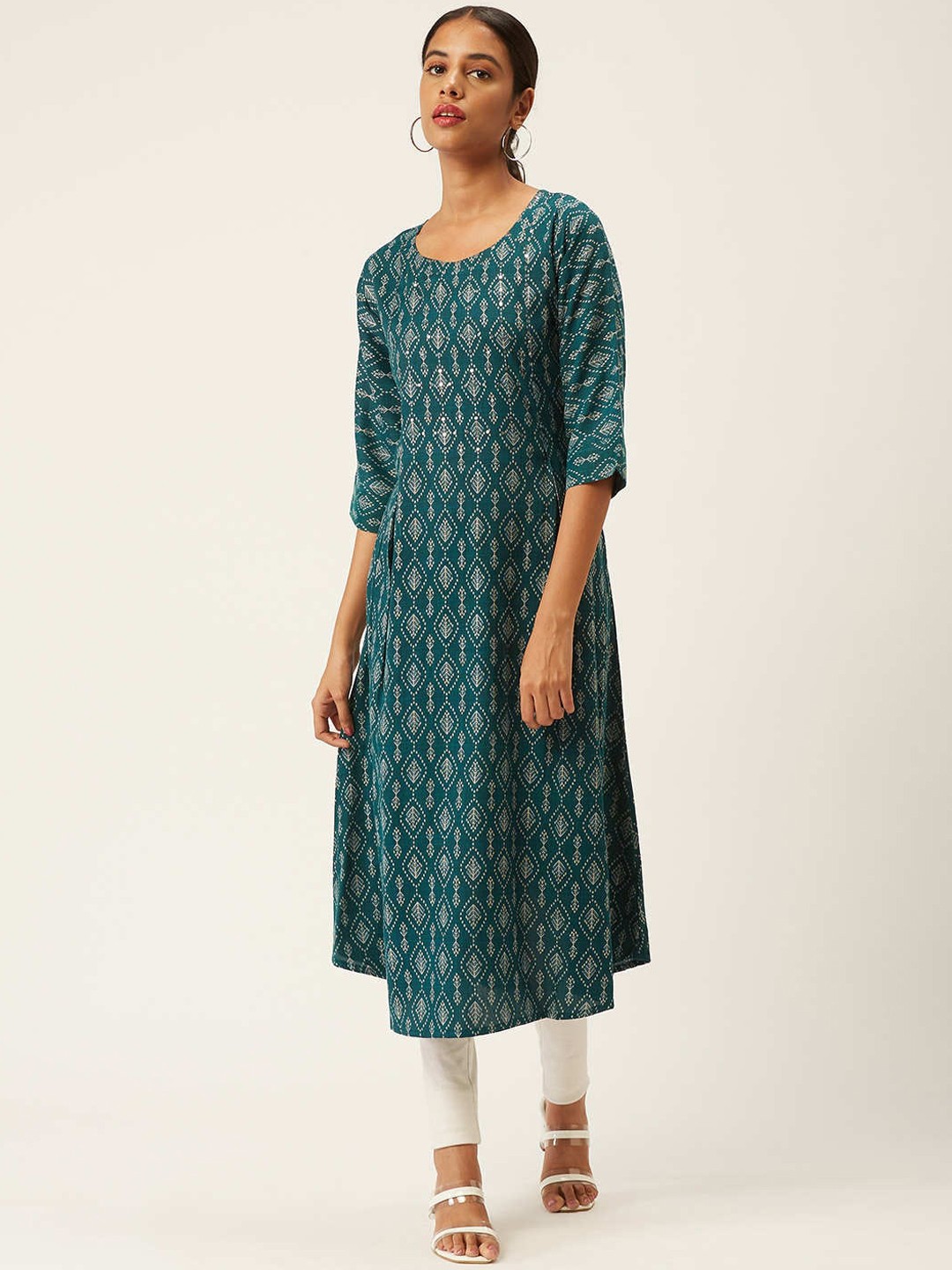 

ZOLA Women Green Ethnic Motifs Printed A-Line Kurta