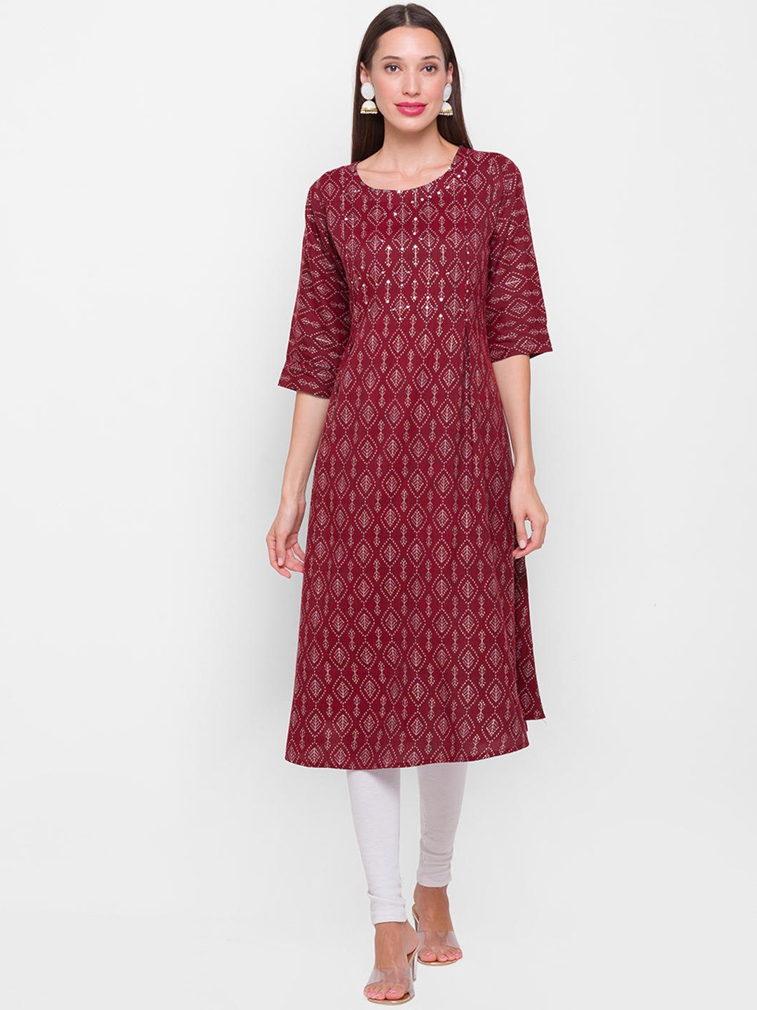 

ZOLA Women Maroon Printed Anarkali Kurta