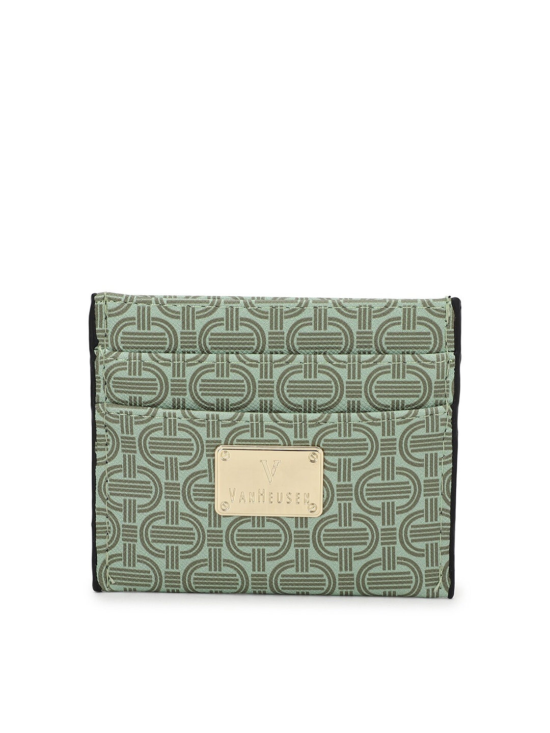 

Van Heusen Woman Women Green & Grey Abstract Printed PU Wallet