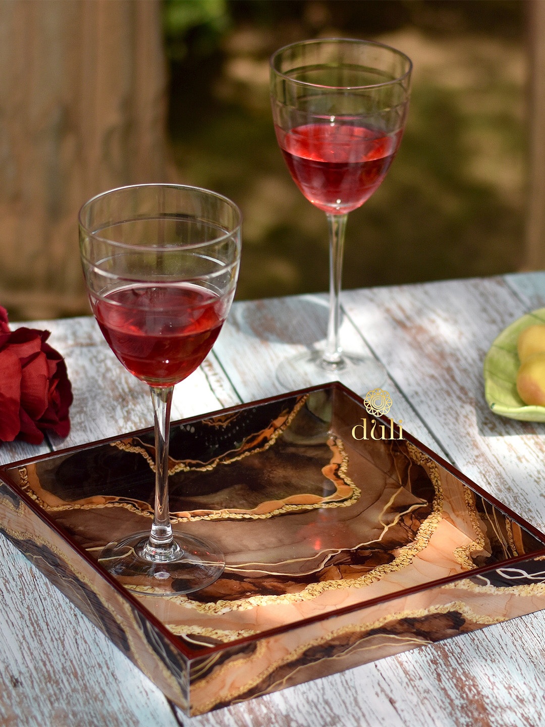 

DULI Brown & Rust-Colored Printed Multipurpose Serving Tray