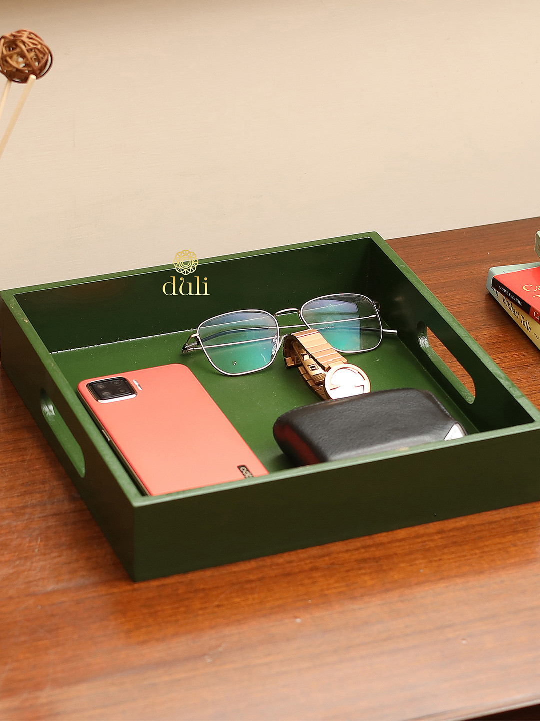 

DULI Unisex Green Solid Serving Tray