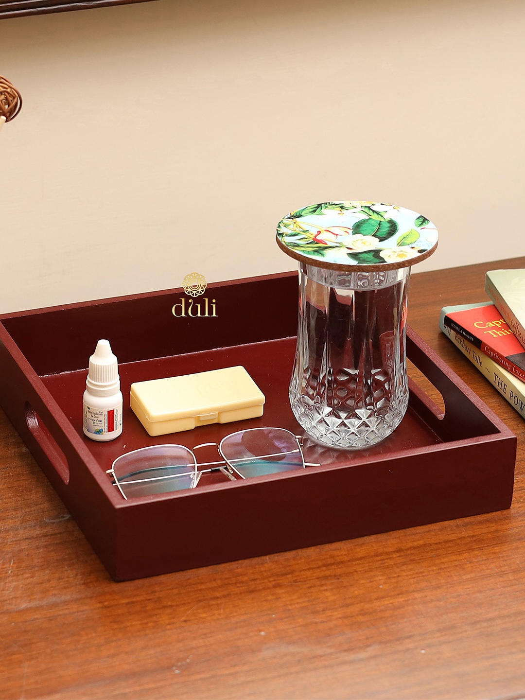 

DULI Maroon Solid Wooden Tray
