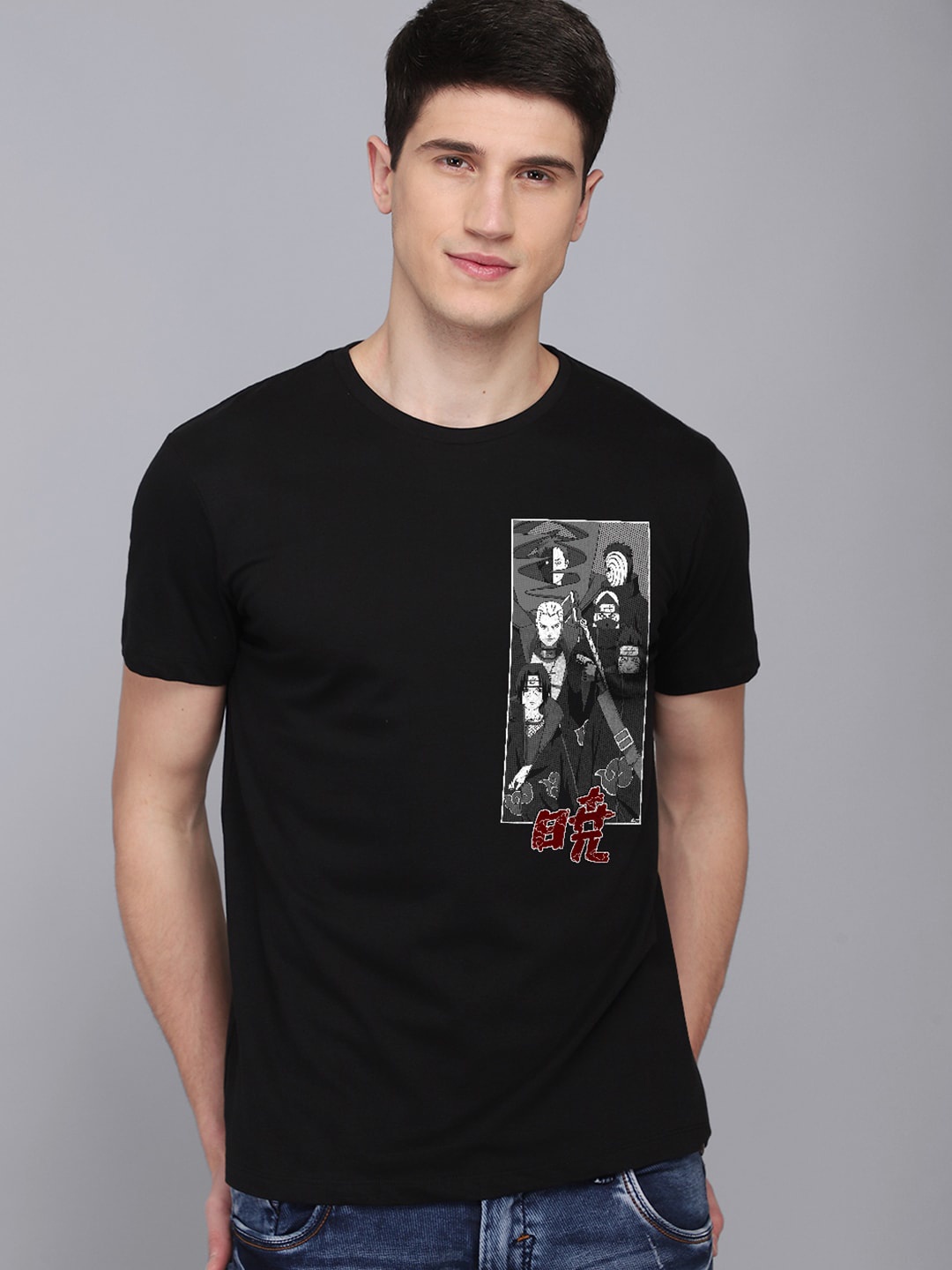 

Free Authority Men Black Naruto Printed Pure Cotton T-shirt