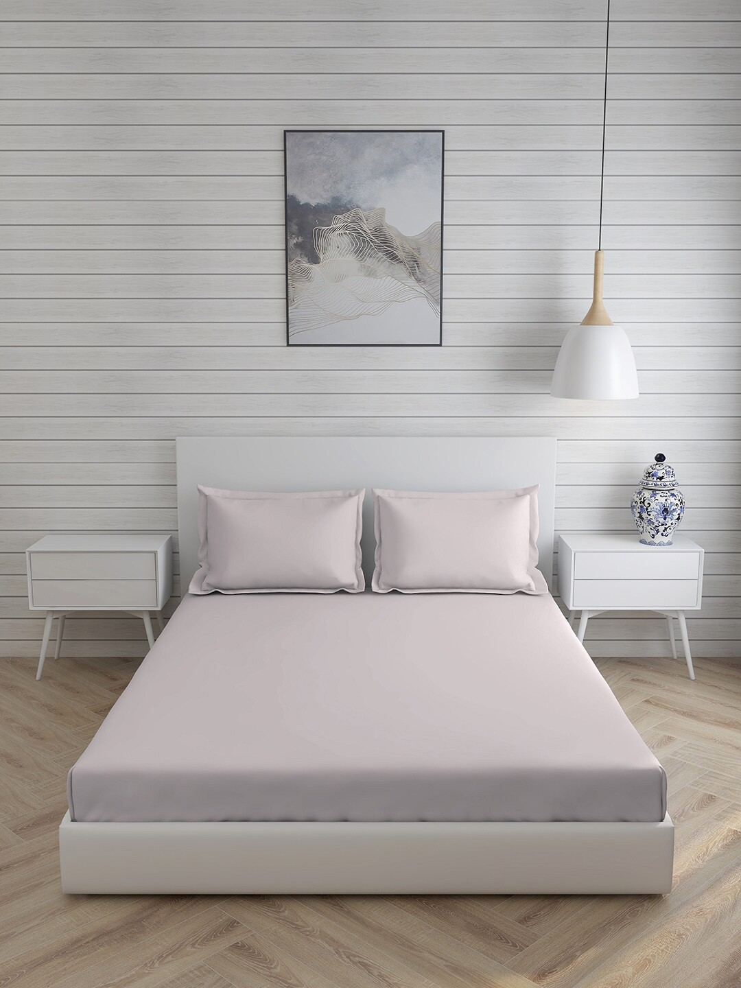 

Boutique Living India Grey Solid Cotton Double King Bedding Set
