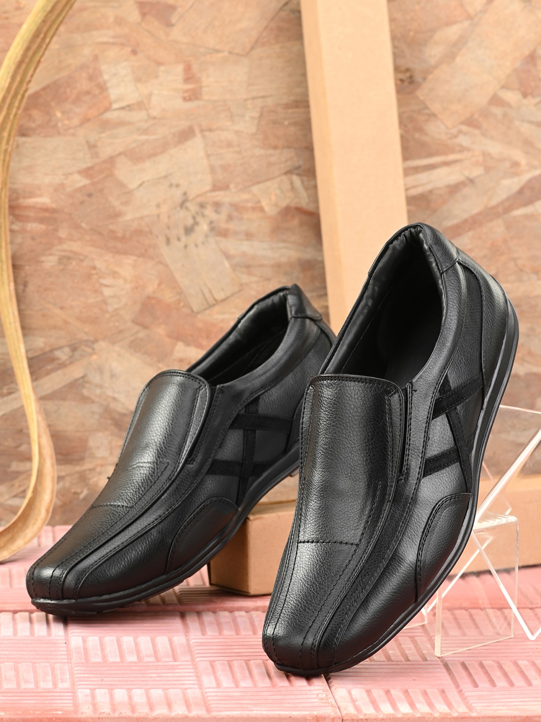 

Provogue Men Black Formal Slip-Ons