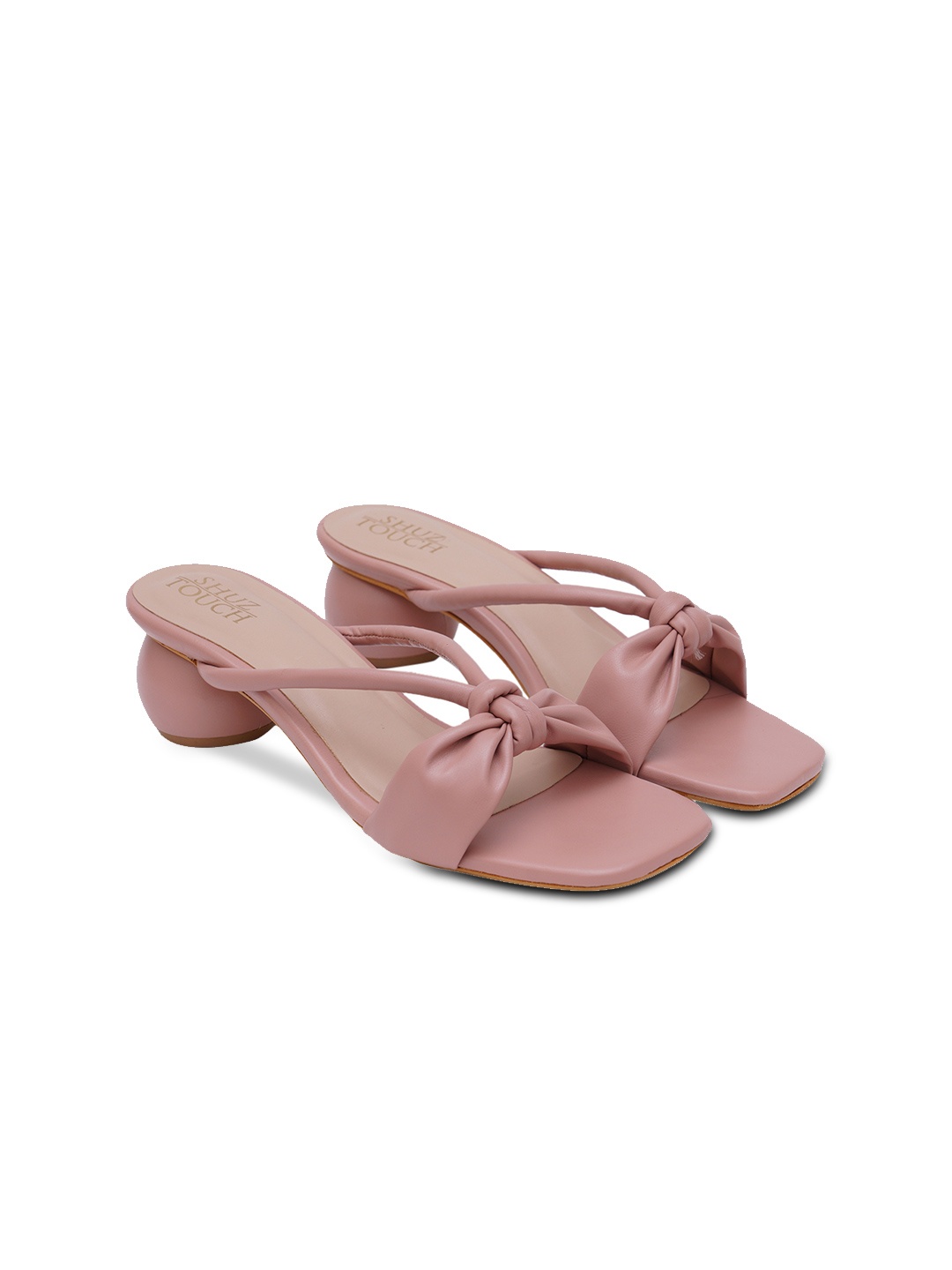 

SHUZ TOUCH Peach-Coloured Block Sandals