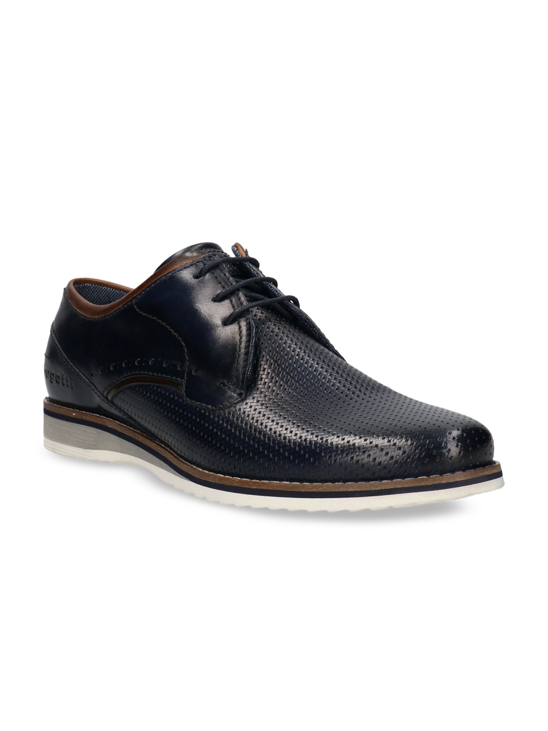 

Bugatti Men Blue Textured Leather Formal Shoes